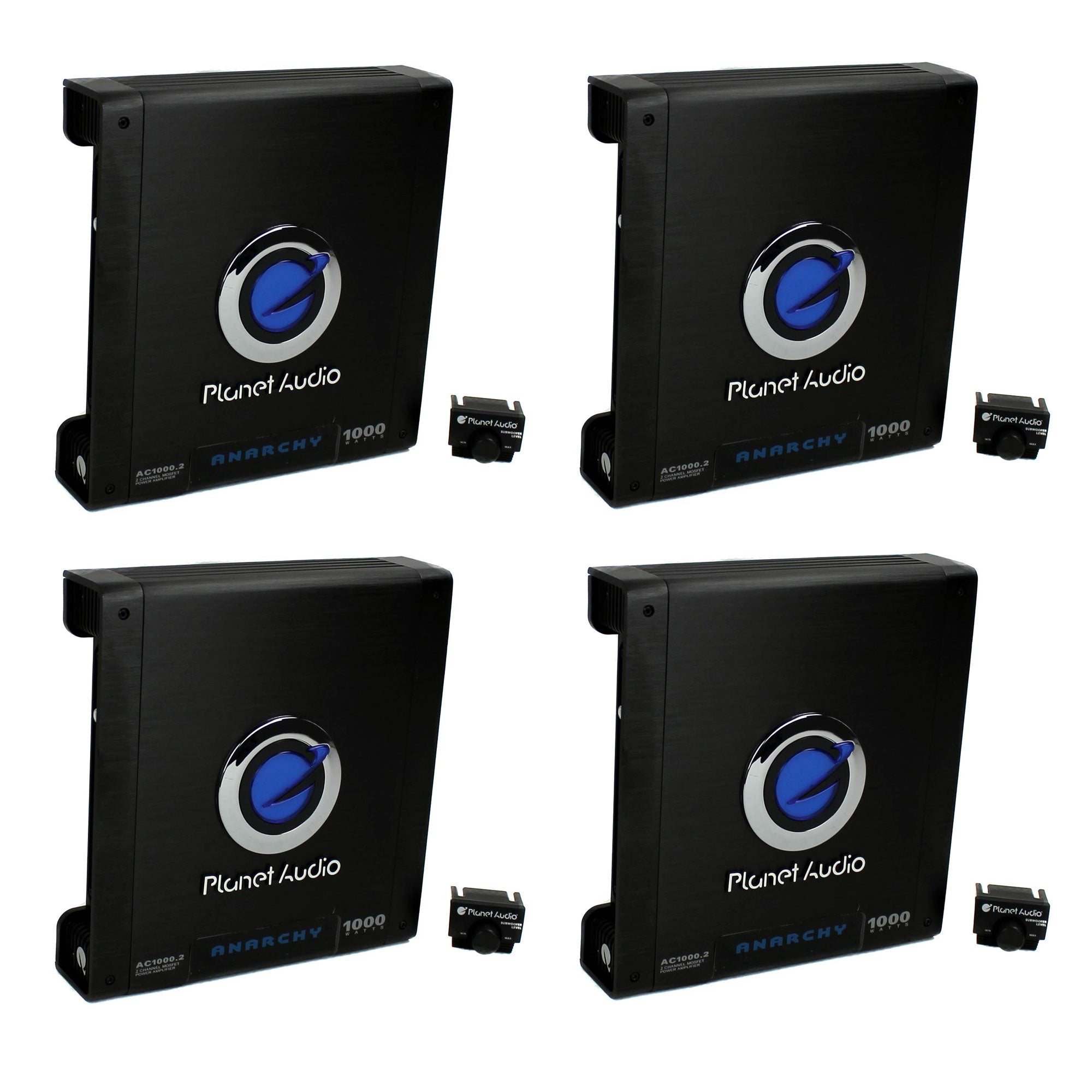 Planet Audio AC1000.2 1000W 2 Channel Class A/B Power Stereo Amplifier (4 Pack)