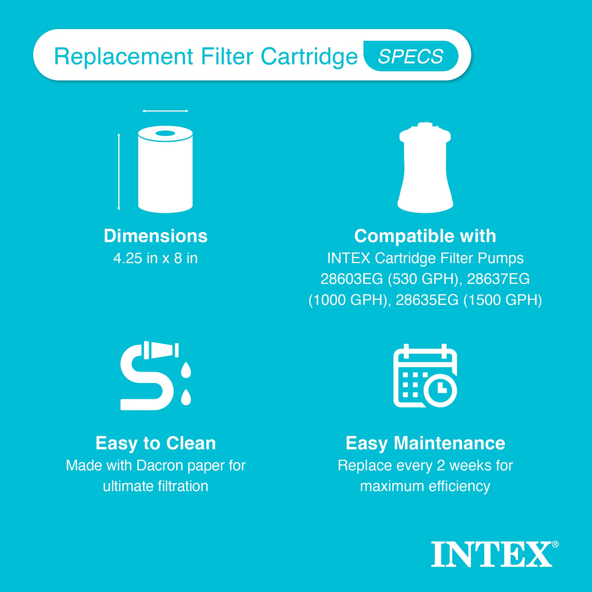 Intex Easy Set Pool Type A Filter Cartridges Twin Pack | 29002E - Open Package