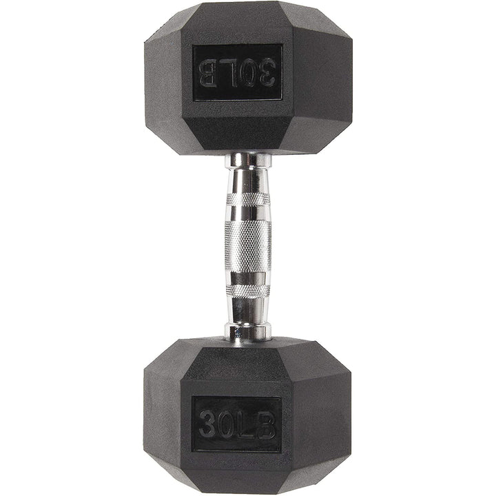 Sporzon Single Rubber Encased Hexagon Handheld Free Weight Dumbbell, 30lbs(Used)