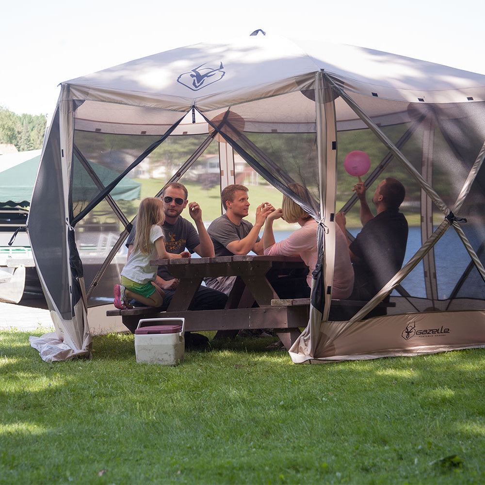 Gazelle G6 8 Person 6 Sided 124" x 124" Portable Gazebo Screen Tent (Open Box)