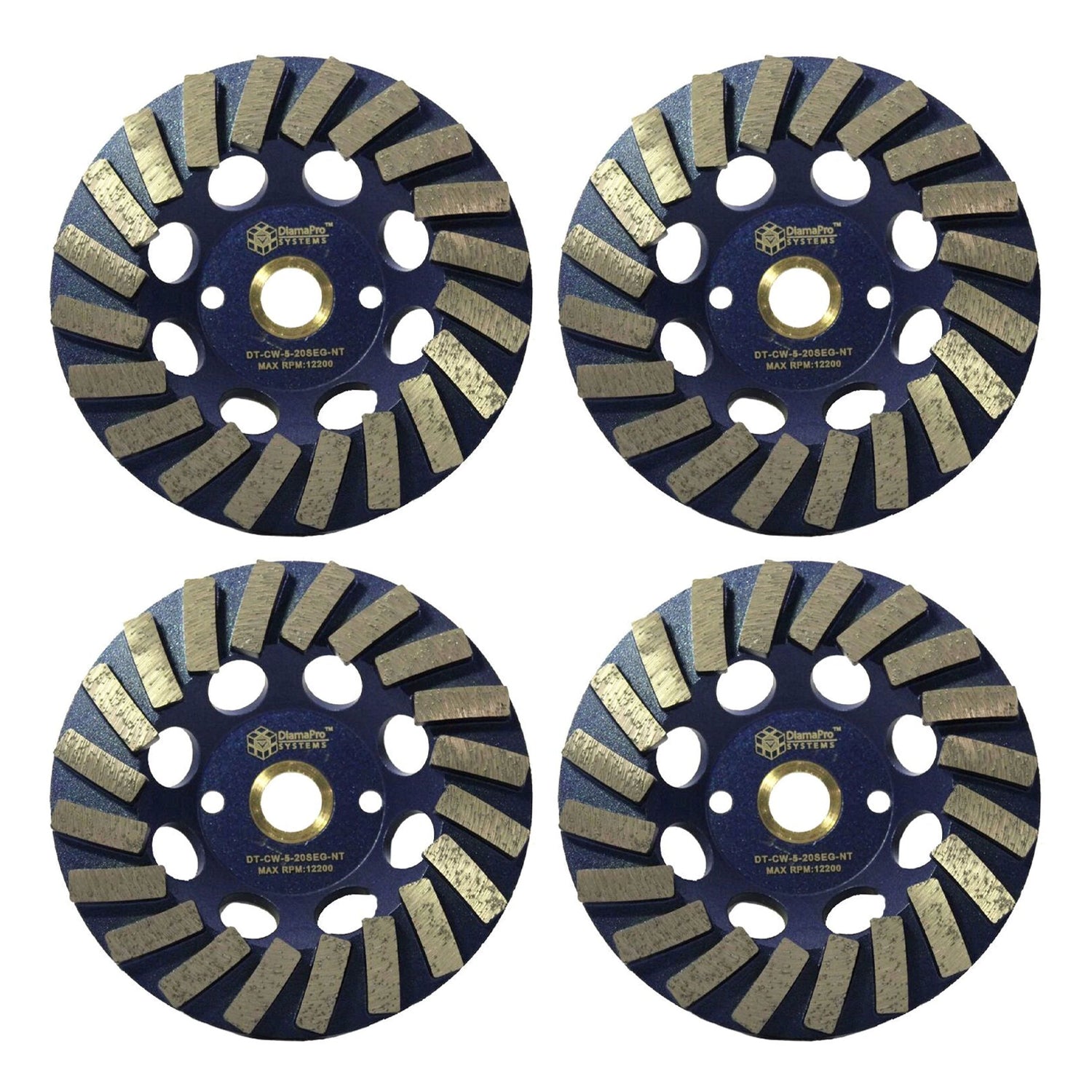 DiamaPro Systems NonThreaded 5" 20 Segment Turbo Grinding Cup Wheel (4 Pack) - VMInnovations