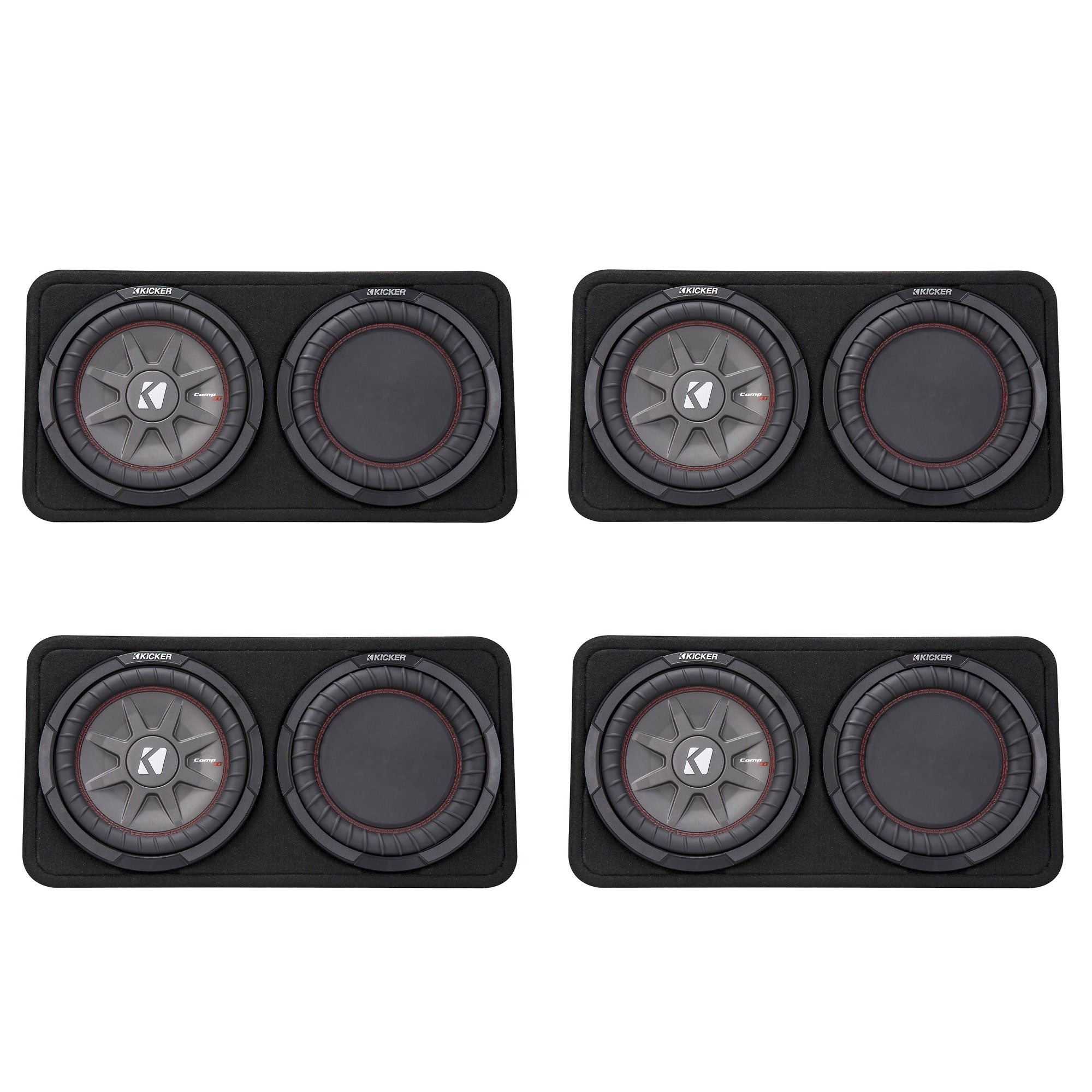 Kicker 800W Dual 10" 4-Ohm Shallow Sealed Loaded Subwoofer Enclosure (4 Pack) - VMInnovations