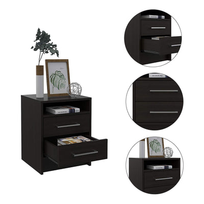 TUHOME Eter Nightstand Bedroom End Table with 2 Drawers, Espresso (2 Pack) - VMInnovations