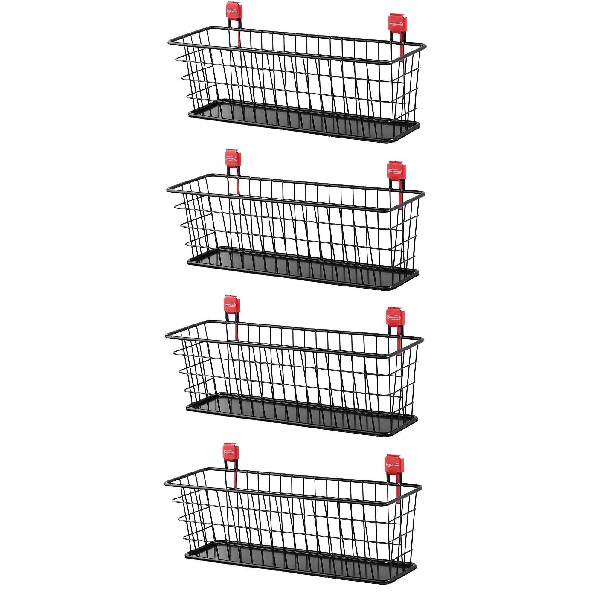 Rubbermaid Wall Mounted Storage Shed Small Wire Basket Tool Organizer (4 Pack)