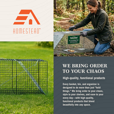 Homestead 42'' Live Animal Trap, Quick Set Steel Cage for Humane Catch & Release