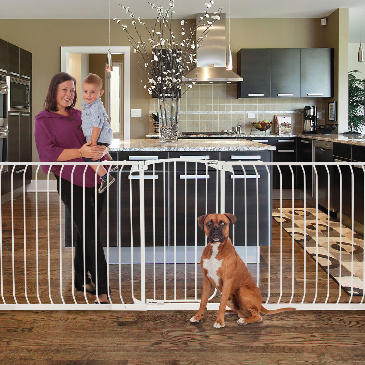 Bindaboo B1121 Zoe 28 to 32IN Extra Tall Auto-Close Baby Pet Safety Gate, White - VMInnovations