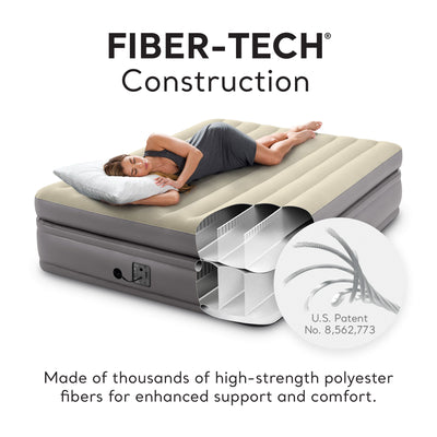 Intex Fiber-Tech Elevated Air Mattress w/ Built-In Pump, Queen (Open Box) - VMInnovations