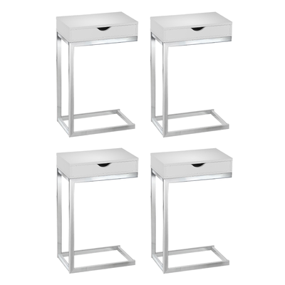 Monarch Specialties Accent End Table with Drawer, Glossy White (4 Pack)