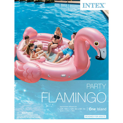 Intex Flamingo Party Ride On Pool Float + 120 Volt Cordless Inflatable Air Pump