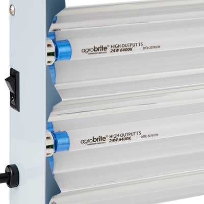 AgroBrite FLT48 8-Tube Hydroponic 2' Grow 432W Light Fixture with Bulbs, White - VMInnovations