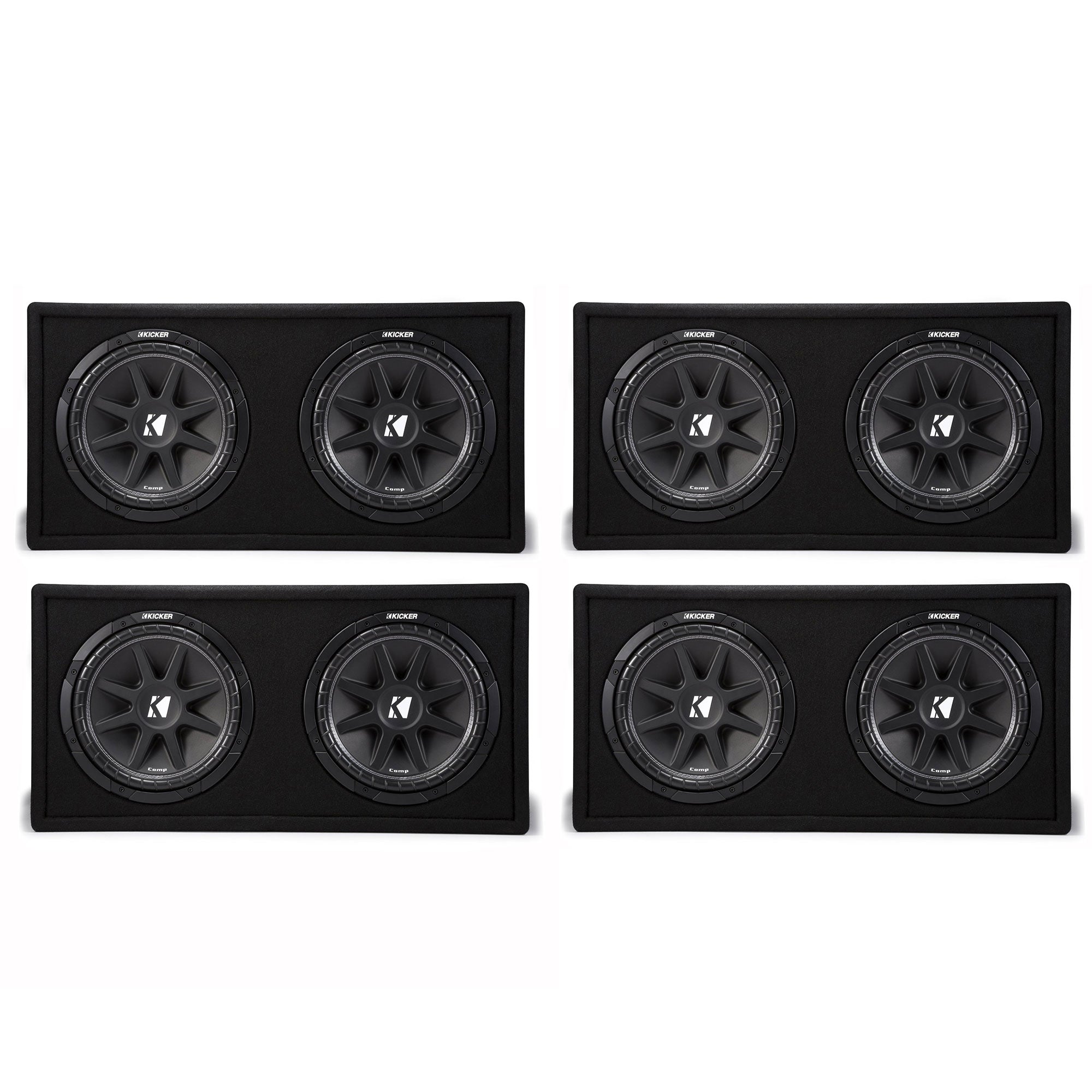 Kicker 43DC122 12 Inch 600 Watt Comp Dual Car Audio Loaded Subwoofer (4 Pack)
