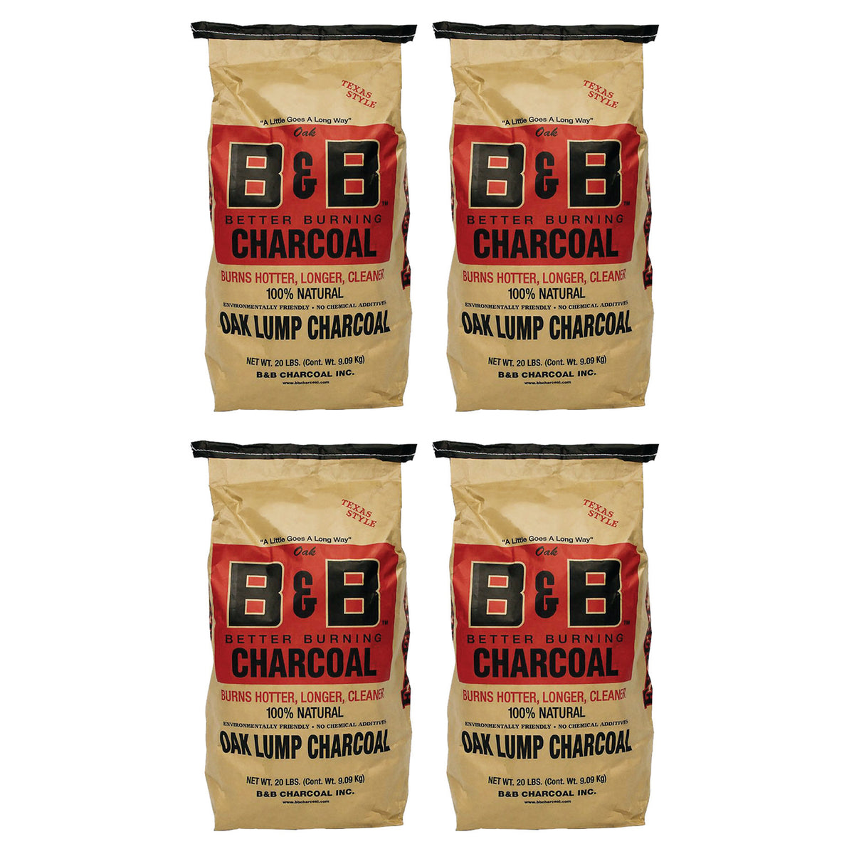 B&B Charcoal Signature Low Smoke Oak Lump Grilling Charcoal, 20 Pounds (4 Pack)