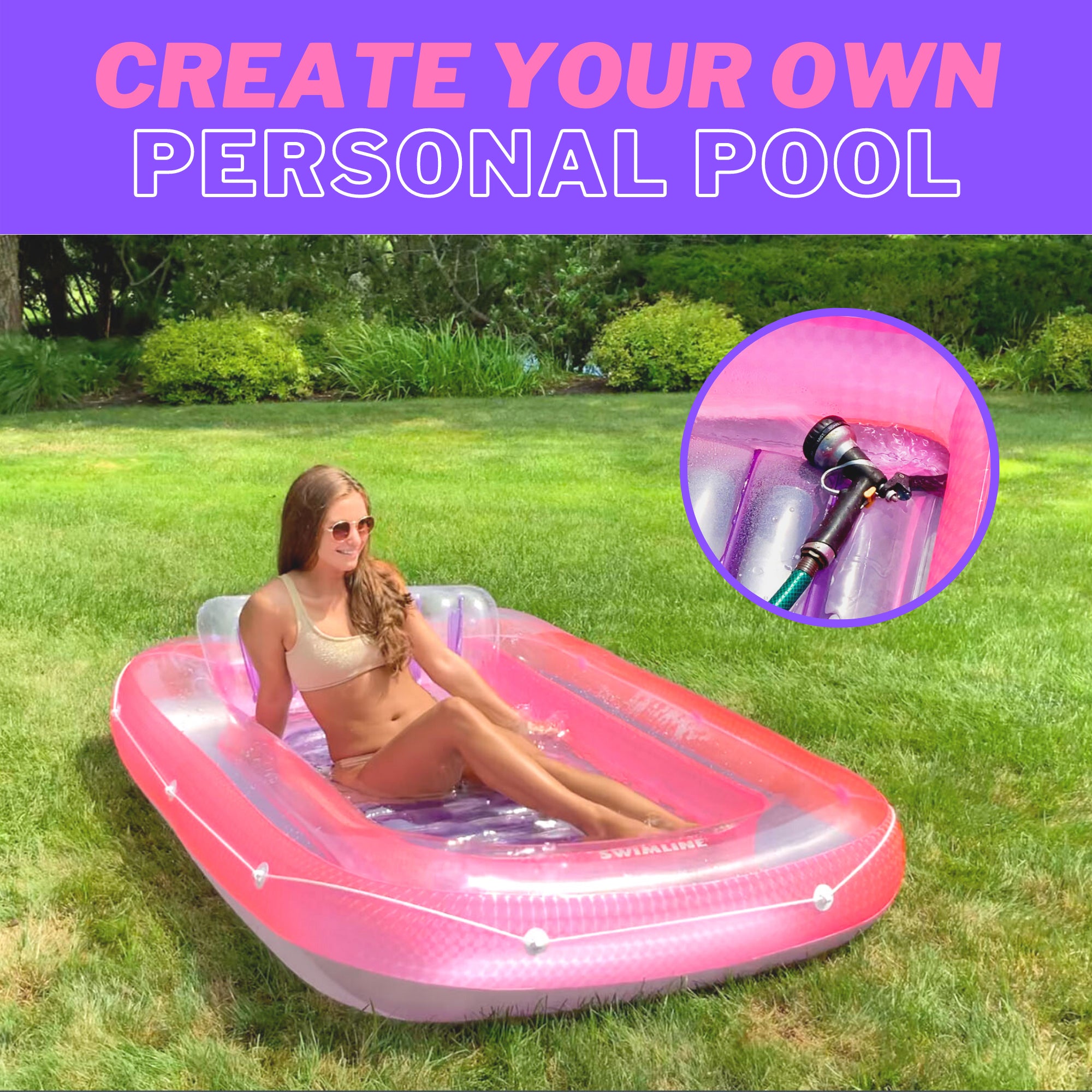 New Swimline 9052 71" Swimming Pool Inflatable Suntan Tub Float Lounge