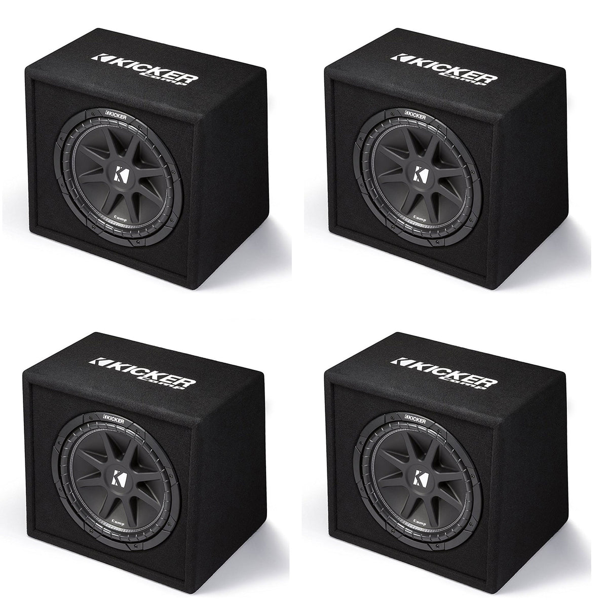 Kicker 43VC124 Comp 12" 300W 4 Ohm Vented Loaded Subwoofer Enclosure (4 Pack)