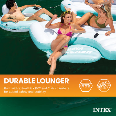 Intex Laguna Splash Island Floating Water Raft with 2 Detachable Lounge Tubes