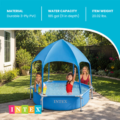 INTEX 28209EP Canopy Metal Frame Above Ground Pool: 6ft x 15in, Built-In Sprayer