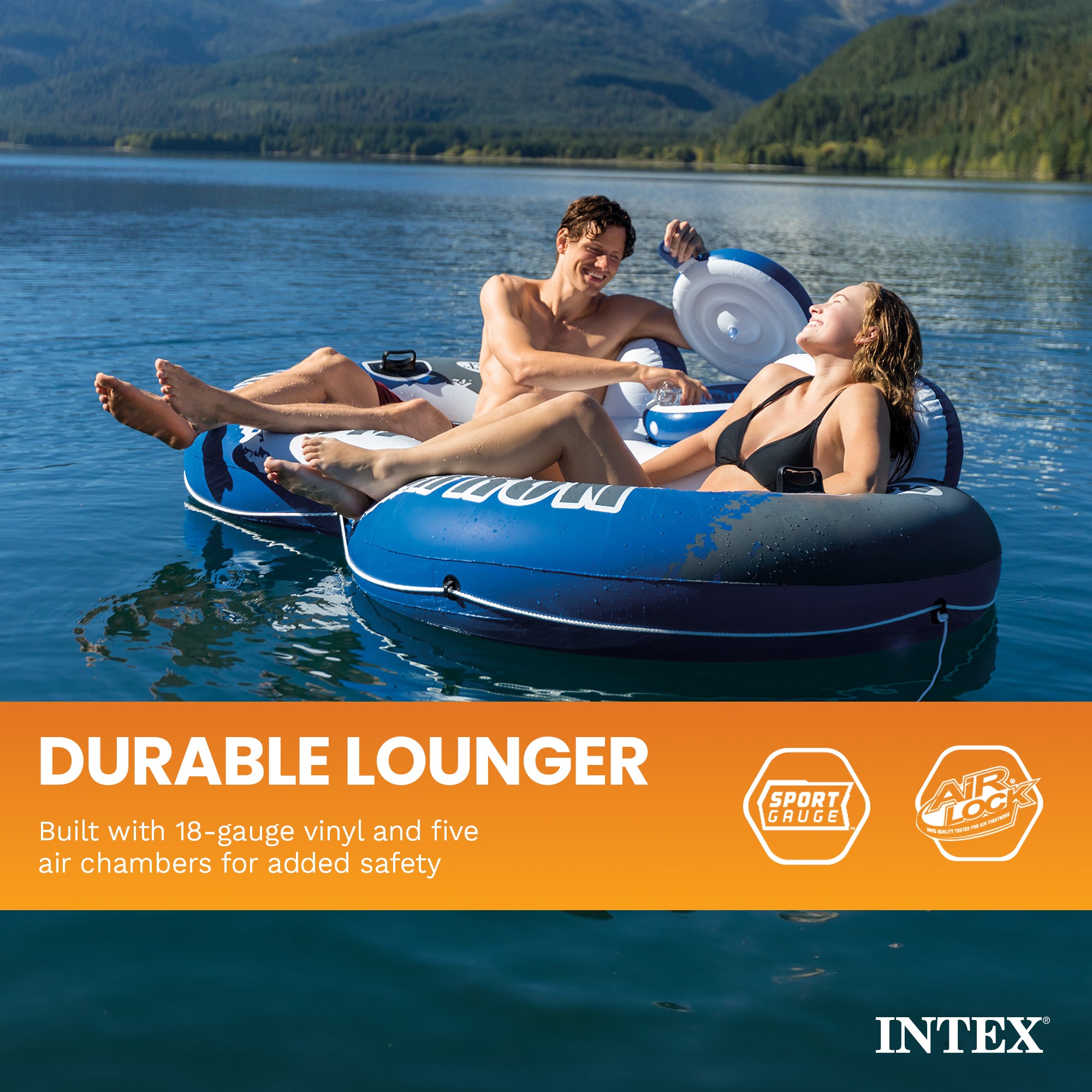 Intex River Run 2 Person Inflatable Tube Raft Float with Cooler (Open Box) - VMInnovations