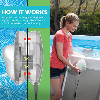 Above Ground Multi Color LED Magnetic Swimming Pool Wall Light (Open Box) - VMInnovations