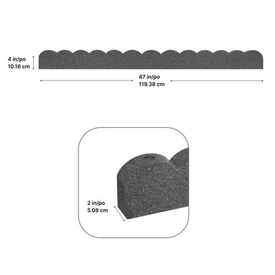 Tierra Verde 47"L Scallop Recycled Rubber Garden Border & Edging, Grey, 2-Pack