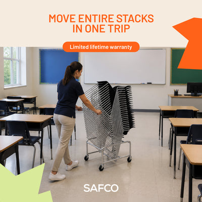 Safco Sled Base Cart for Stackable Chairs, Cart Only, 500 lb Capacity, Silver