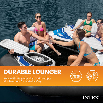 Intex Blue Tropic Inflatable Lake Island Water Float with Cooler and Cupholders