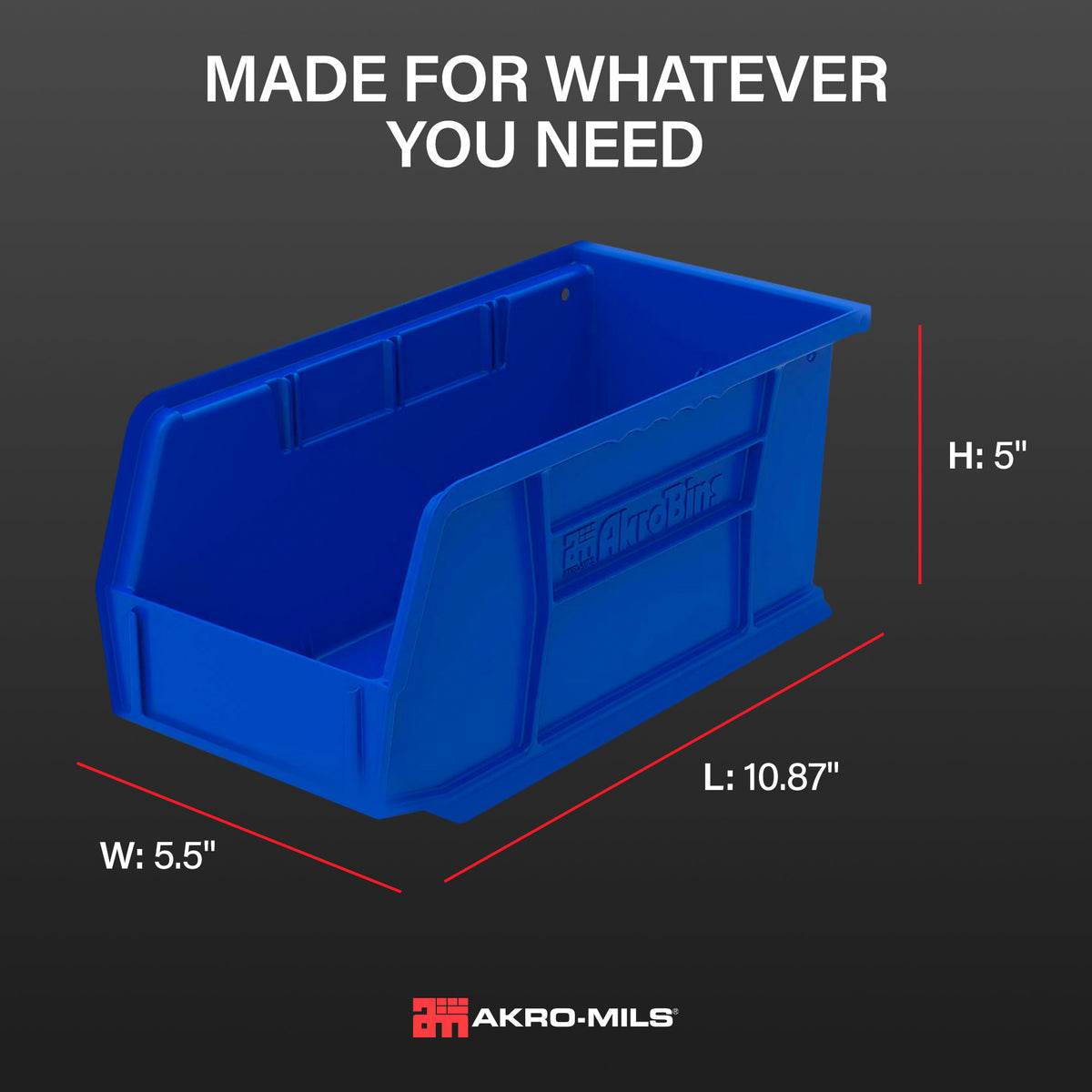 Akro-Mils 12 Pack AkroBins Plastic Storage Bins, Space-Saving Organizers, Blue