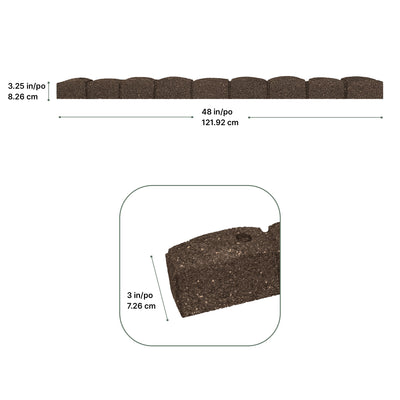 Tierra Verde 48"L Roman Stone Recycled Rubber Garden Border Kit, Earth, 2-Pack - VMInnovations