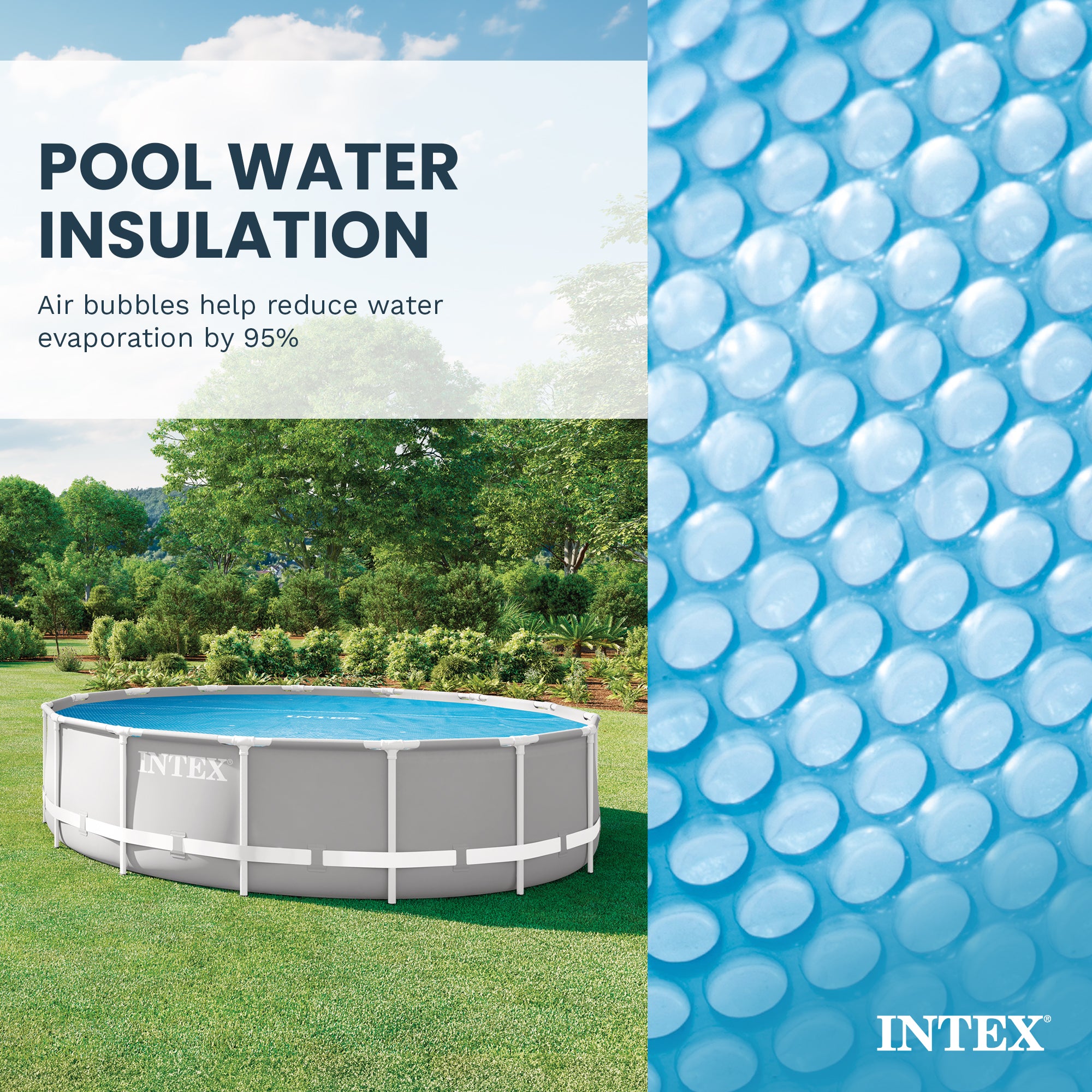 Intex 18 Ft Round Easy Set Blue Solar Cover for Swimming Pools, Pool Cover Only
