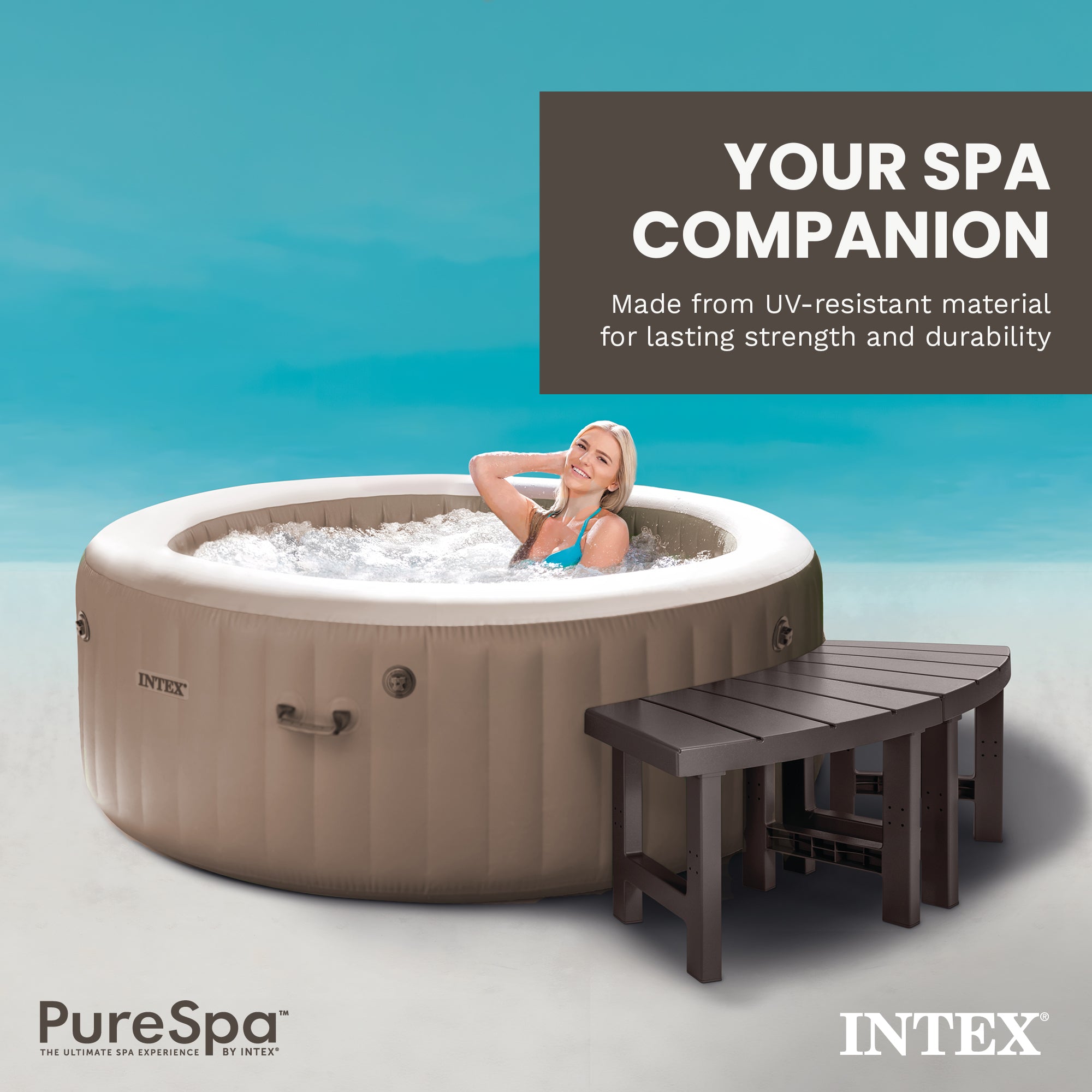 Intex 28514E 2 Medium PureSpa Accessories Benches, Compatible w/ 4 Person Spas - VMInnovations
