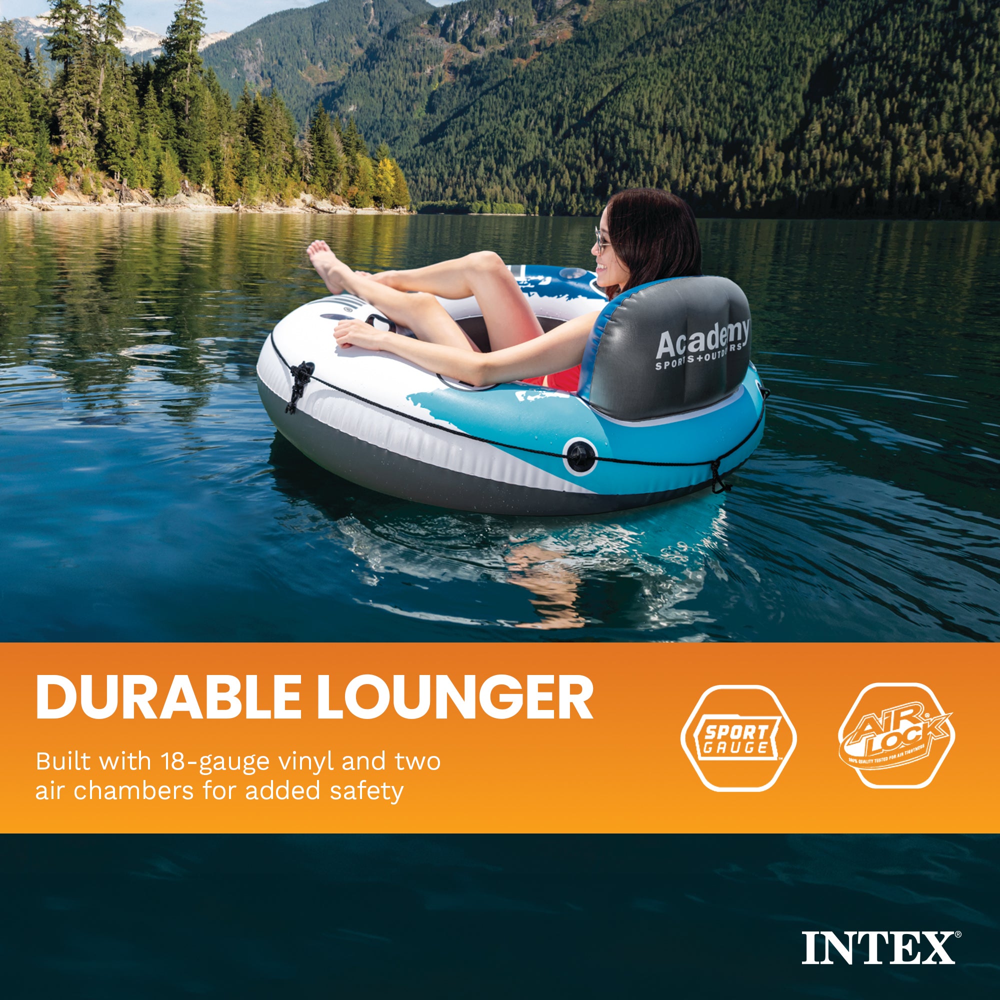 Intex River Run Single Inflatable Lake Floating Water Tube Lounger, Color Varies