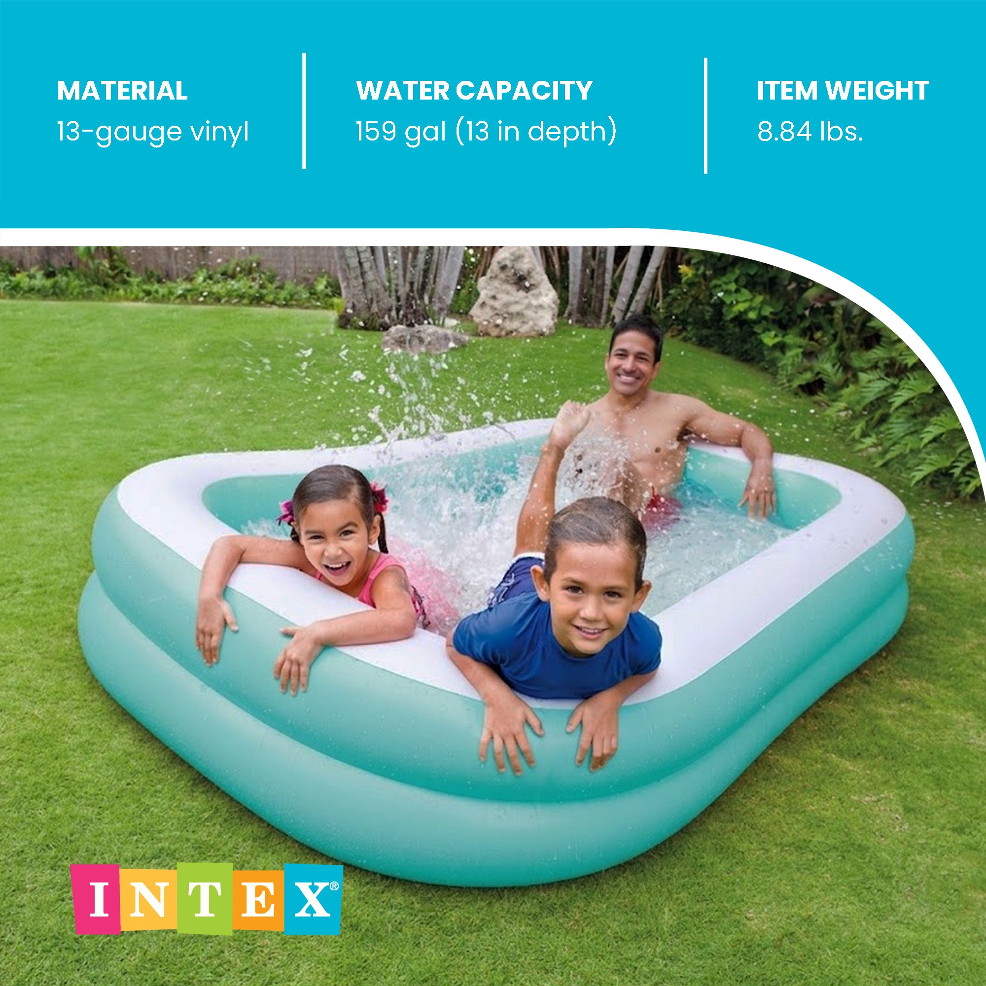 Intex 57181EP 7.5ft x 4.8ft x 18in Aqua Swim Center Inflatable Kiddie Pool