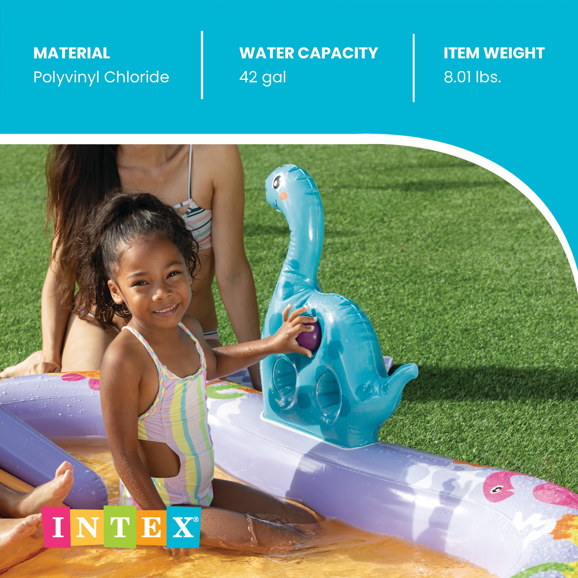 INTEX Dino Park Inflatable Kiddie Pool, Kids Play Center with Slide & Splash Pad