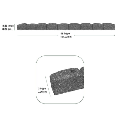 Tierra Verde 48"L Roman Stone Recycled Rubber Garden Border Kit, Grey, 2-Pack