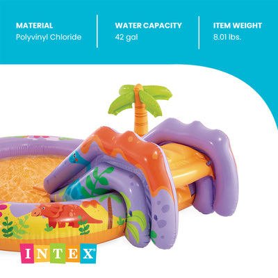 INTEX Dino Park Inflatable Kiddie Pool, Kids Play Center with Slide & Splash Pad