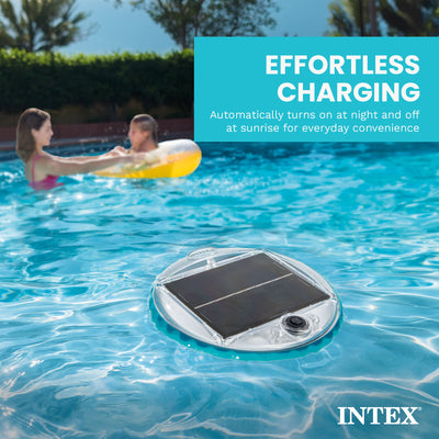 Intex 28690E Solar Powered LED Floating Pool Night Light, Auto On Color Changing