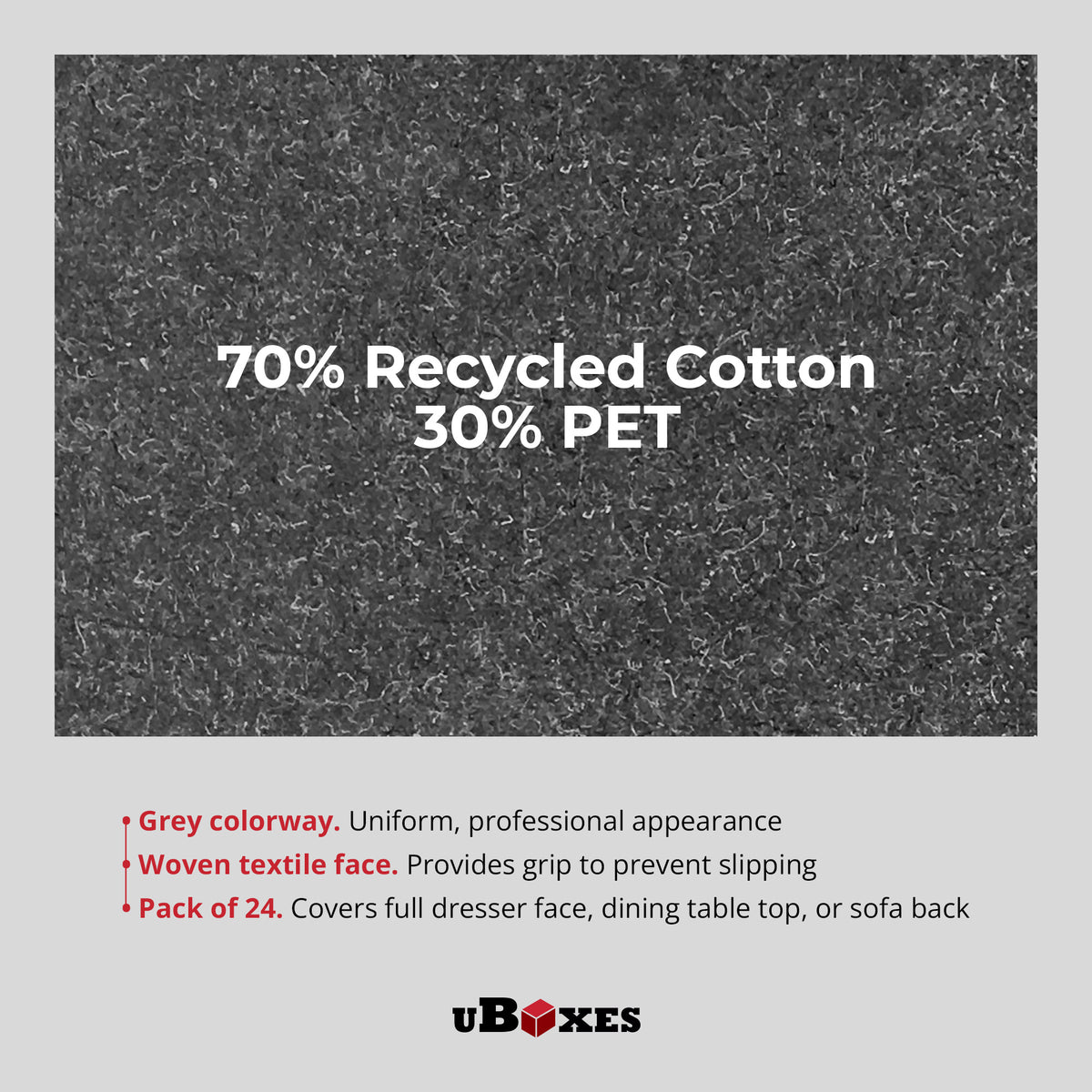uBoxes 24-Pack Moving Blankets, Floor Protectors for Moving & Packing, Gray