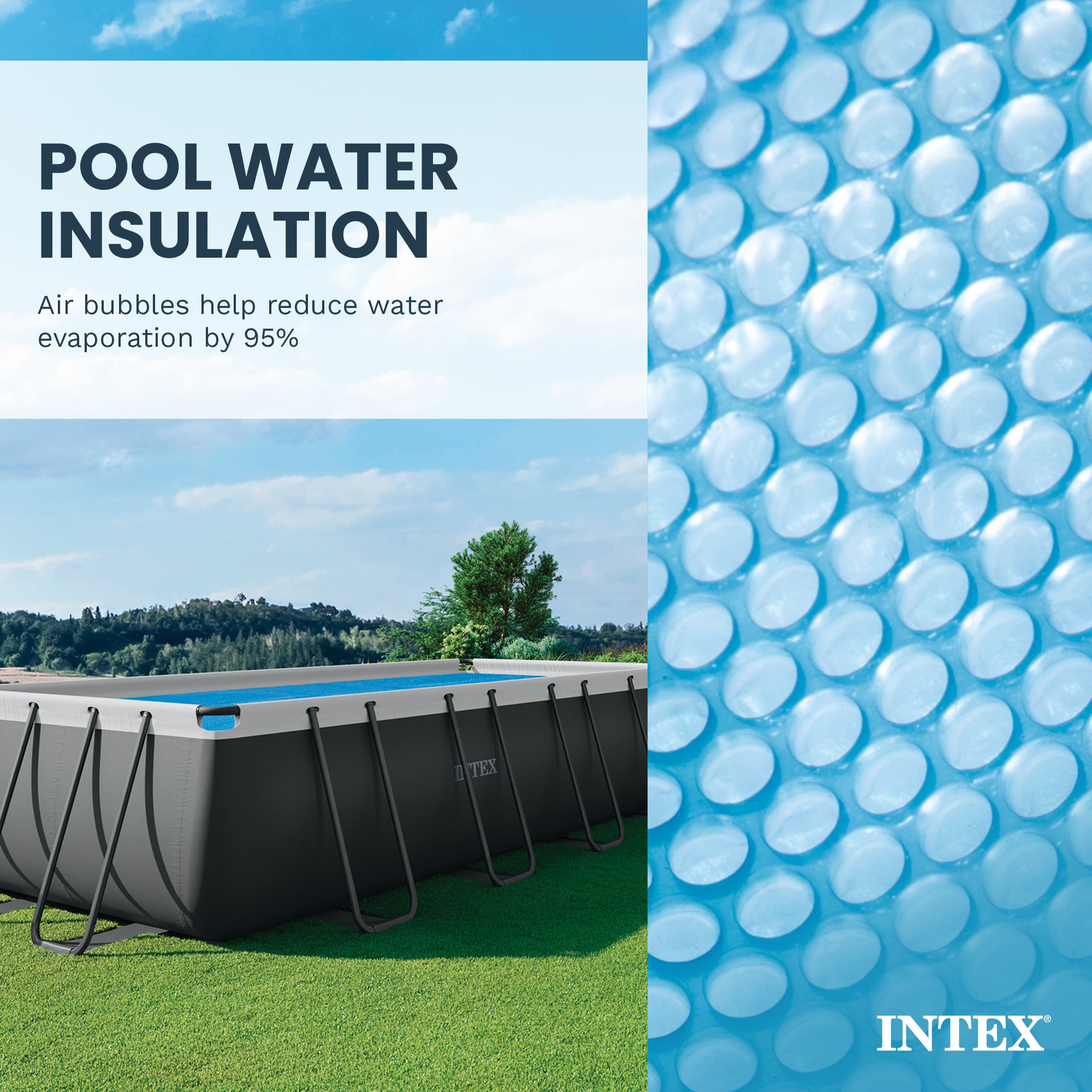 Intex Solar Pool Cover for 18' x 9' Rectangular Frame Swimming Pools, Cover Only