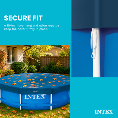 Intex 10-Foot Round Above Ground Pool Vinyl Debris Cover, Blue | 28030E (Used)
