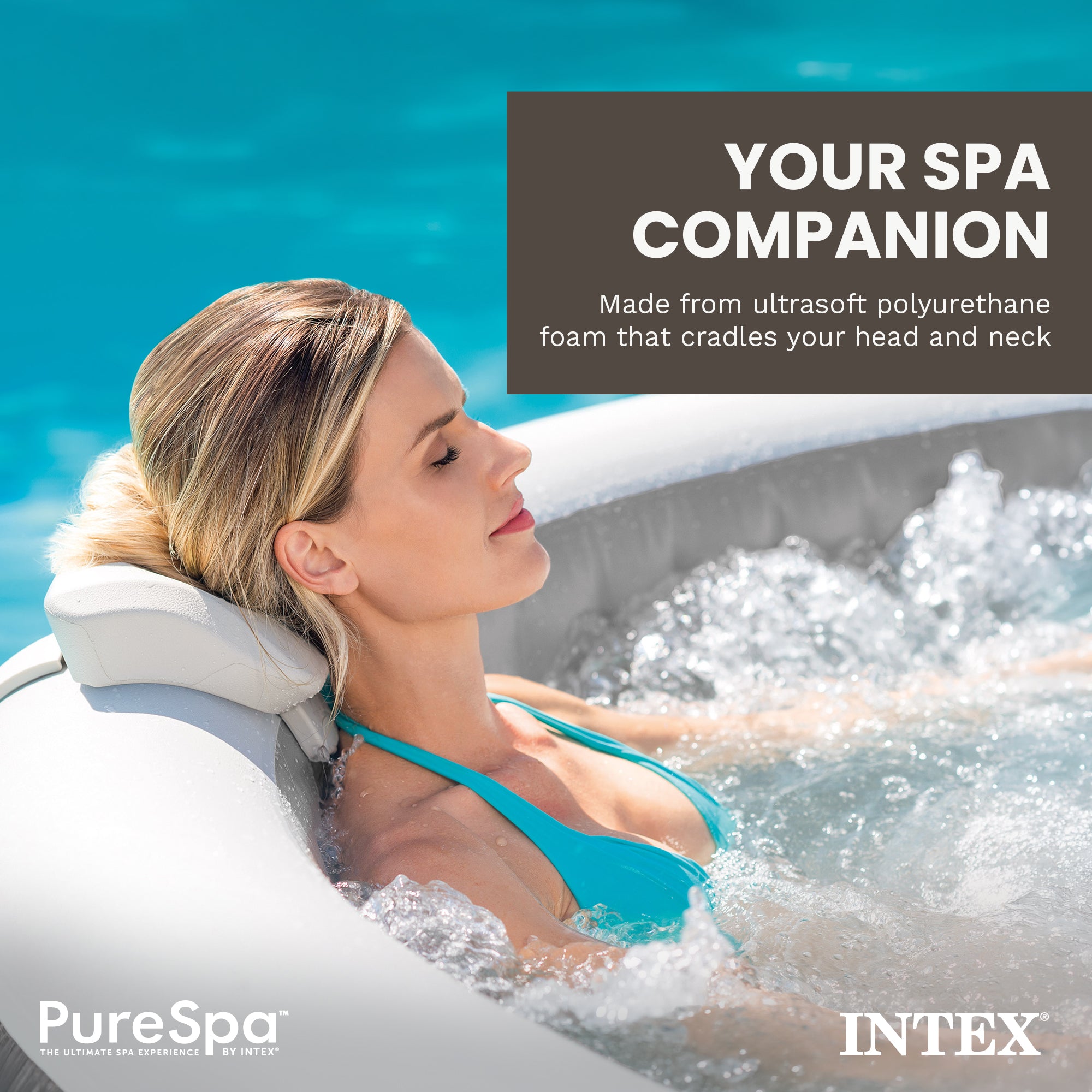 Intex 28505E PureSpa Cushioned Foam Headrest Pillow Hot Tub Spa Accessory, White