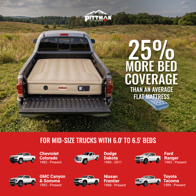 Pittman Outdoors Truck Bed Air Mattress with Pump for Standard Truck Beds, 6'
