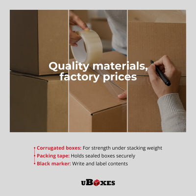 UBMOVE 2 Room Moving Kit, 30 Corrugated Cardboard Boxes with Packing Supplies