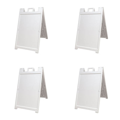 Plasticade Deluxe Signicade Portable Folding Double Sided Sign, White (4 Pack)