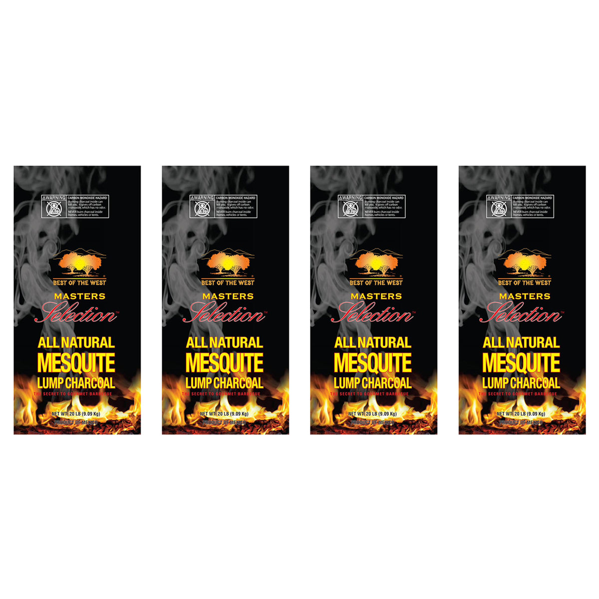 Best of the West Masters Mesquite Lump Grilling Charcoal 20 Pound Bag (4 Pack)