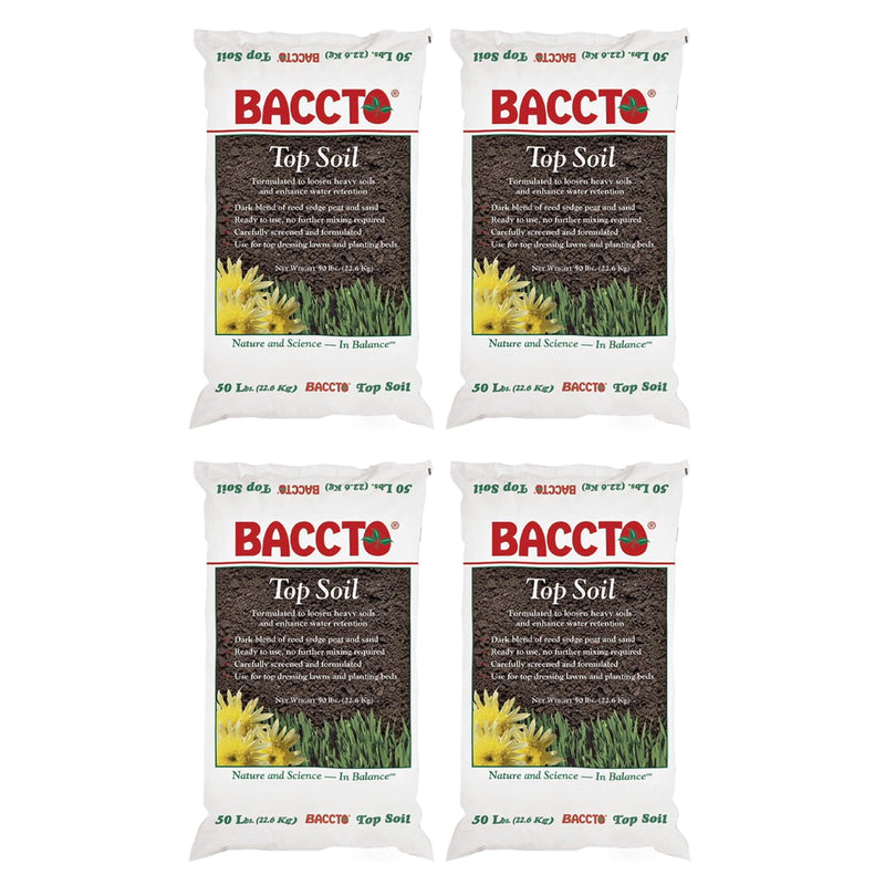 Michigan Peat 1550P Baccto Top Soil with Reed Sedge, & Sand, 50 Pounds (4 Pack)