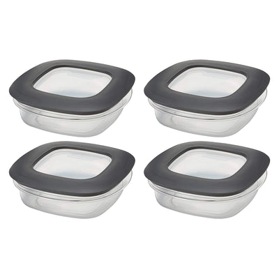 Rubbermaid 3 Cup Square Premier Plastic Storage Container w/ Lid, Clear (4 Pack)