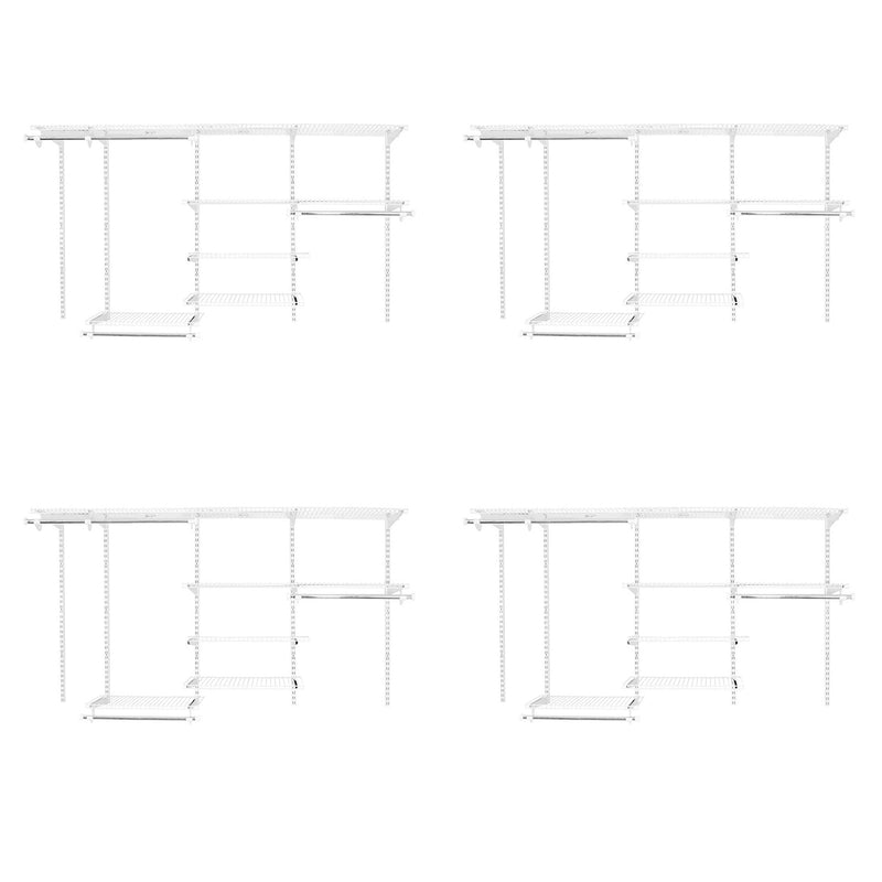 Rubbermaid FastTrack 4-8 Foot Closet Configuration Storage Kit, White (4 Pk)