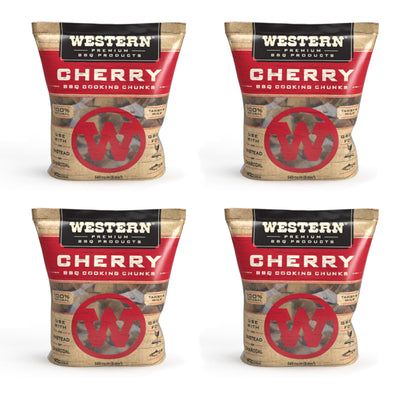 Western BBQ Smoking Barbecue Pellet Wood Cooking Chip Chunks, Cherry (4-Pack) - VMInnovations
