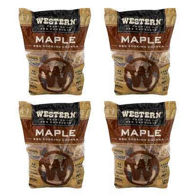 Western BBQ Maple Barbecue Flavor Wood Cooking Chunks for Grilling (4-Pack) - VMInnovations