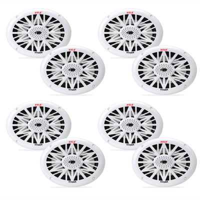Pyle PLMR692 6 x 9 Inch 260W Water Resistant Marine Speakers, White (8 Speakers)