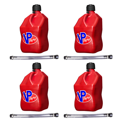 VP Racing Fuels 5.5 Gallon Utility Jugs with Deluxe Filler Hoses, Red (4 Pack)